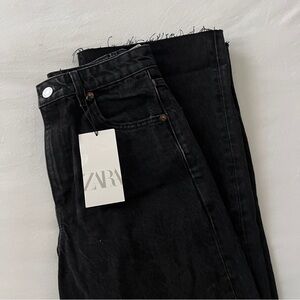 NWT Zara High Waisted Distressed Wide Leg Jeans